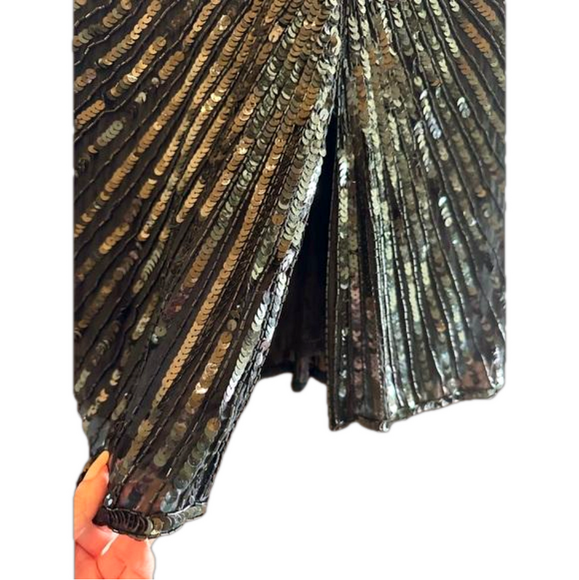 Vintage Cache (Gold tag) fully beaded & sequins black & white gown Size Medium - Picture 8 of 8